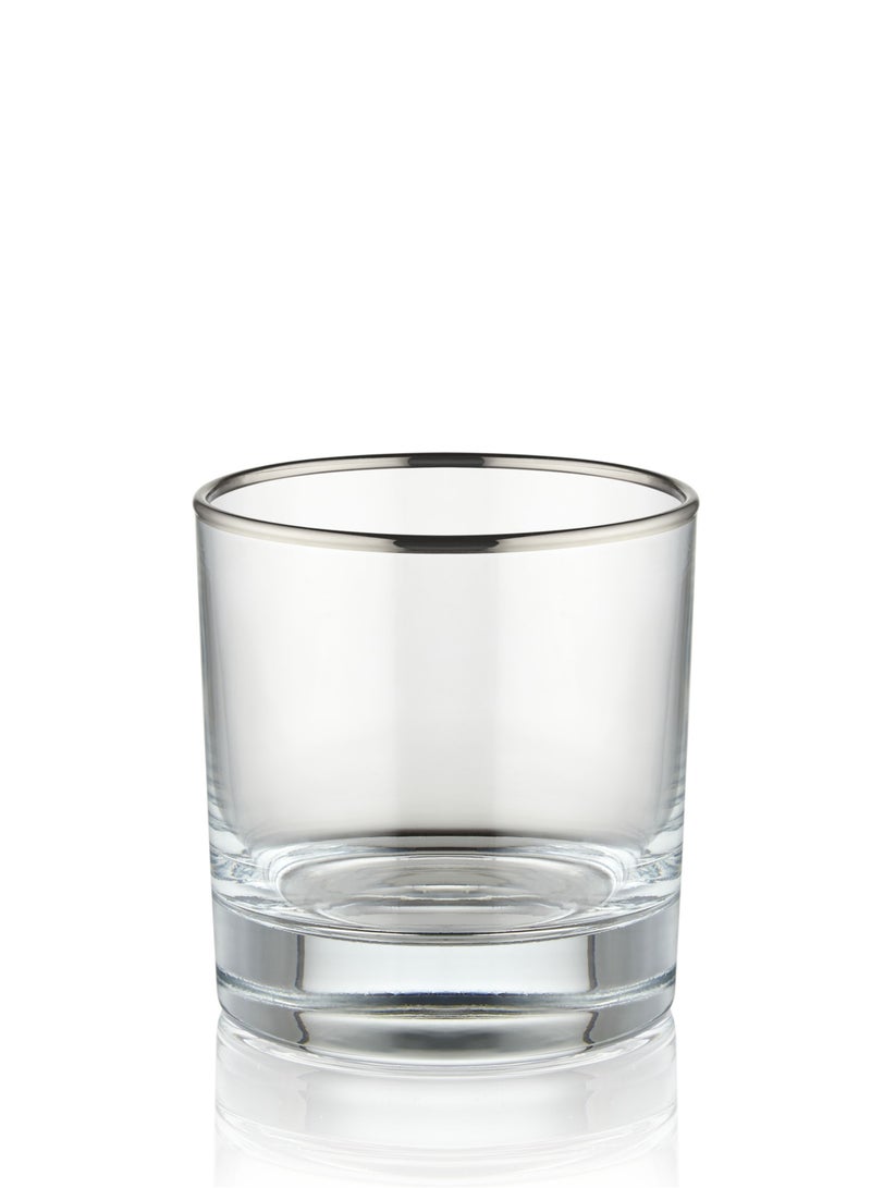 BLACKSTONE Set of 3 Short Silver Rim Tumblers Glass Double Old Fashioned Rocks Glass 300ML, Made In Turkey - Image 2