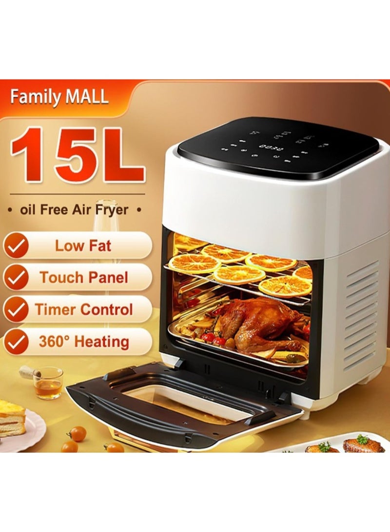 Marado AF-15 Digital Air Fryer 15L, 1400W Oil-Free Cooker with Touchscreen & Viewing Window, White - Image 3