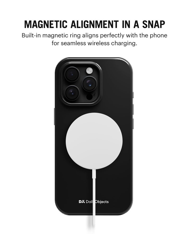 DailyObjects Polycarbonate Enamel Bumper Magsafe Case for iPhone 13 Pro Compatible with Mag-Safe Wireless Charging | Black Hybrid Magnetic Back Cover - Image 2