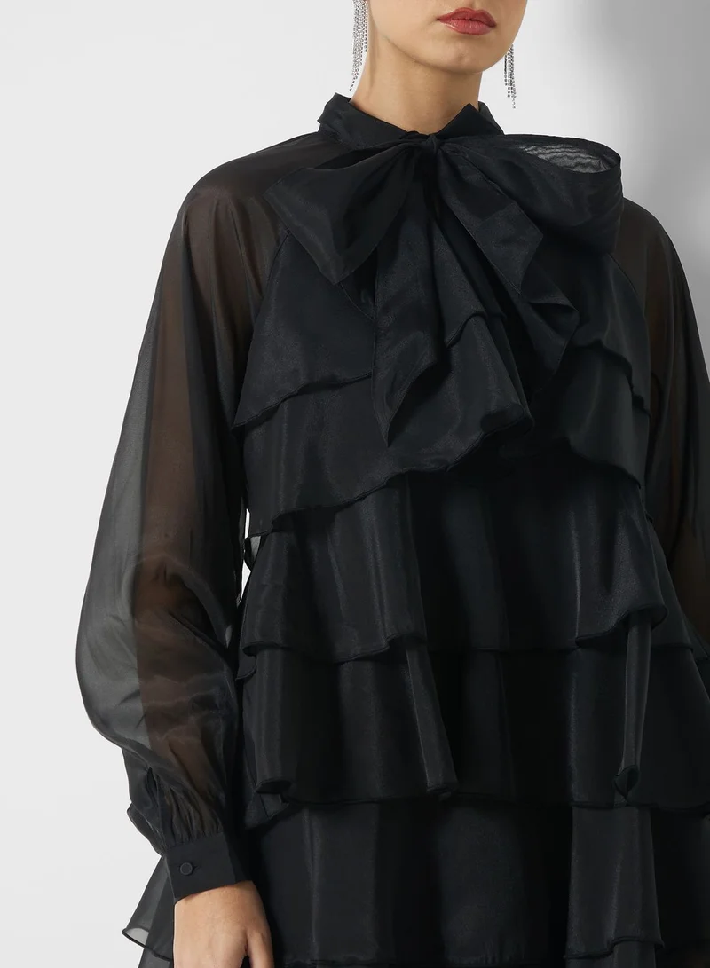 YAS High Neck Puff Sleeve Dress