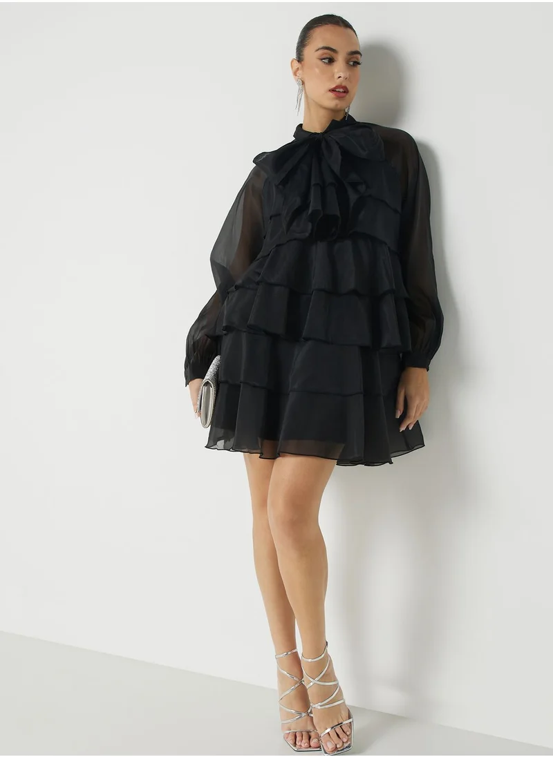 YAS High Neck Puff Sleeve Dress