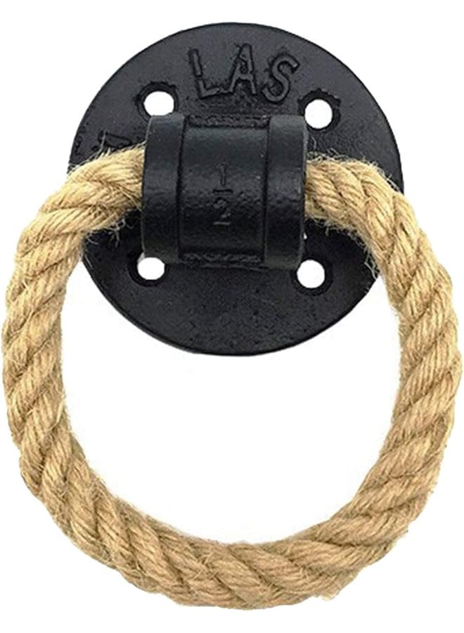 The Bros Door Knob Rustic Rope Handles Cabinet Pull Hardware Big Drop Ring Drawer Pull Hemp Knob Antique Black Knobs Handles Hardware - Image 1