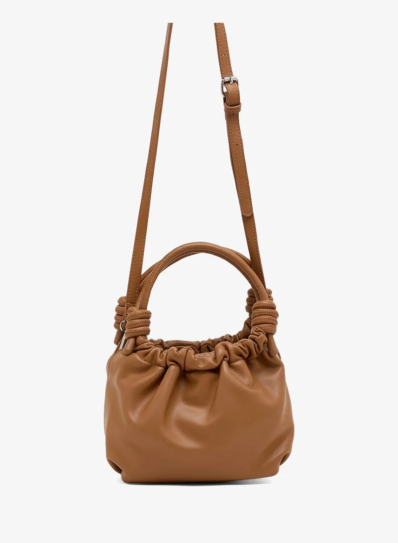 Ginger scrunched bucket bag with top handle