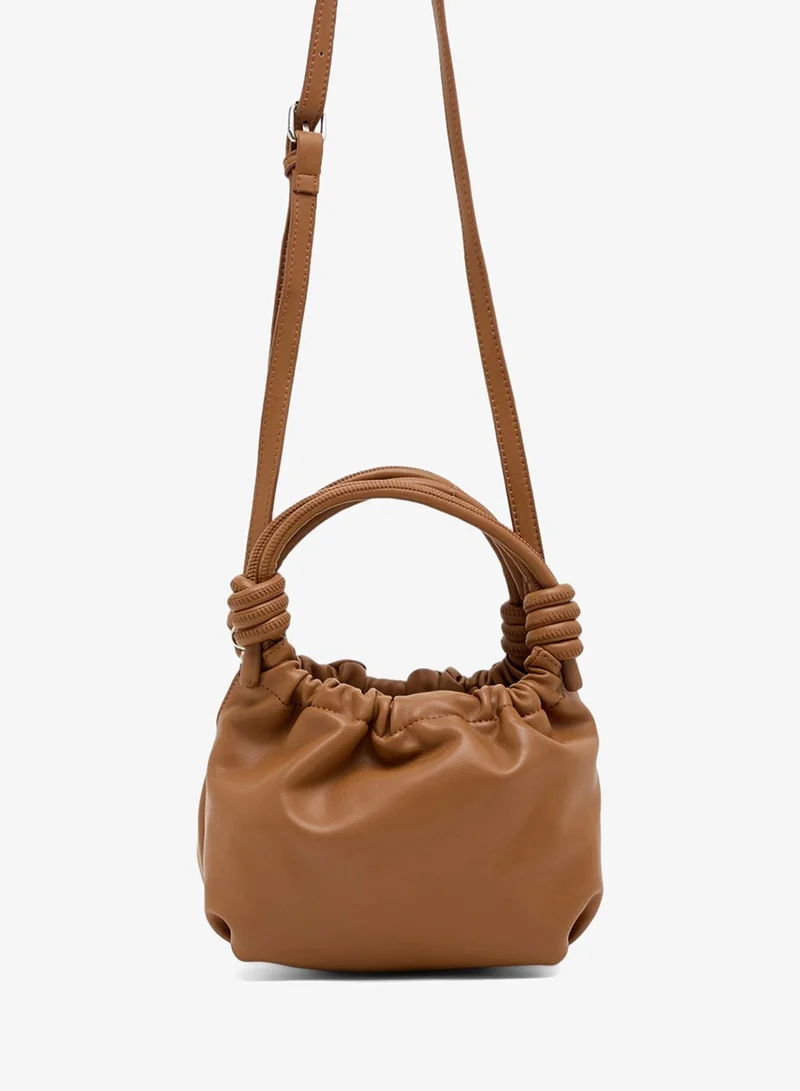 Ginger scrunched bucket bag with top handle