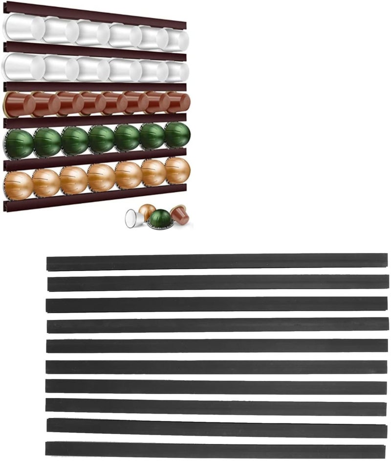 Wall Mounted Coffee Pod Holder Stand Capsule Rack Strip Organizer Adhesive Magnet Black - Image 1
