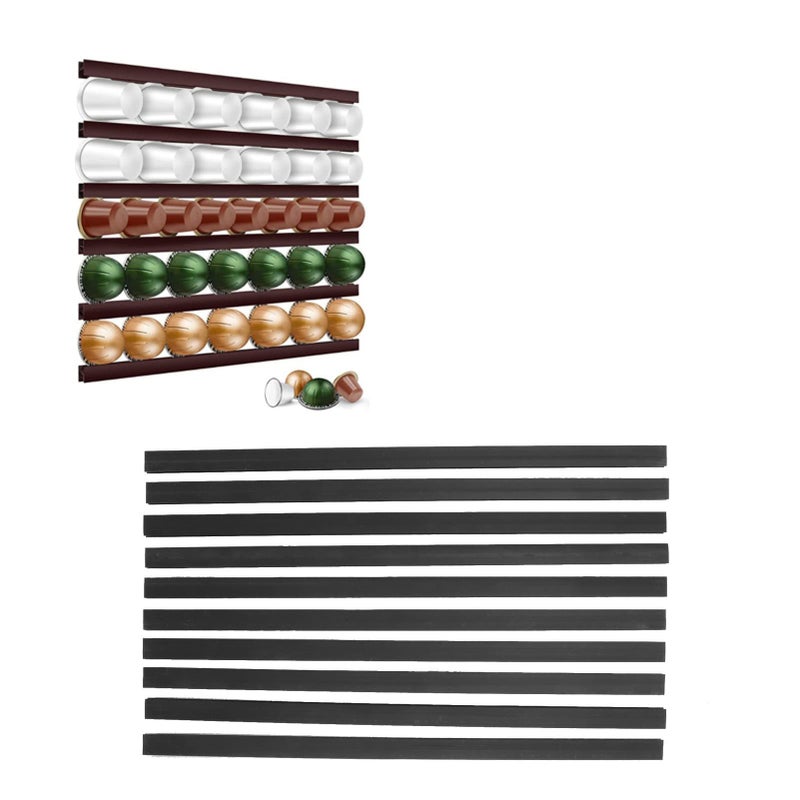 Wall Mounted Coffee Pod Holder Stand Capsule Rack Strip Organizer Adhesive Magnet Black - Image 2