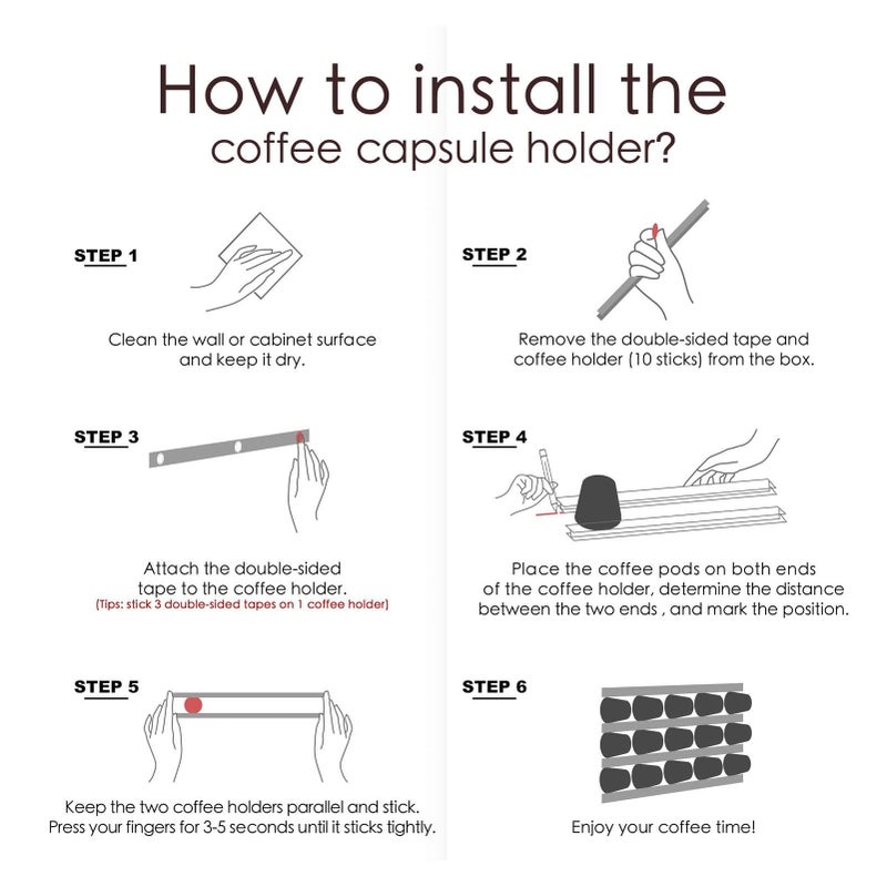 Wall Mounted Coffee Pod Holder Stand Capsule Rack Strip Organizer Adhesive Magnet Black - Image 4