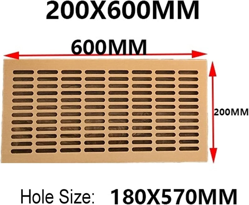 Vent Covers Ventilation Grill Aluminum Alloy Breathable Mesh Rectangular Wardrobe Air Vent 200mm Wide(Golden,200x600mm) - Image 2