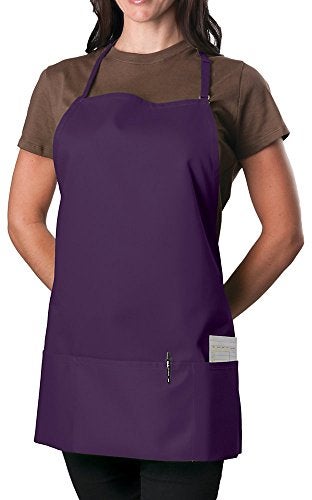 KNG Purple 3 Pocket Adjustable Bib Apron for Men and Women - Image 2