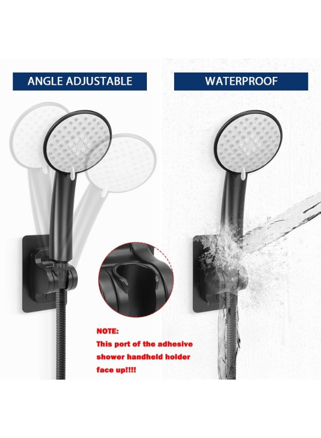 RTYY حامل رأس دش ذاتي اللصق - حامل دش محمول قابل للتعديل بدون حفر مثبت على الحائط ومقاوم للماء (عبوة واحدة، أسود غير لامع) - Image 3