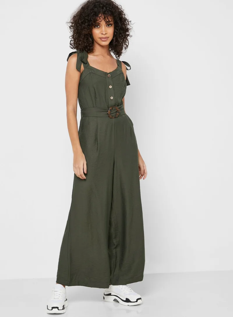 Ginger Sleeve Detail Button Front Jumpsuit