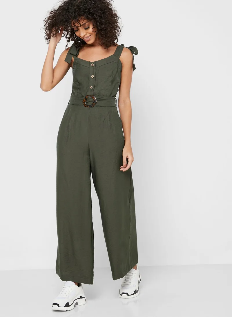 Ginger Sleeve Detail Button Front Jumpsuit