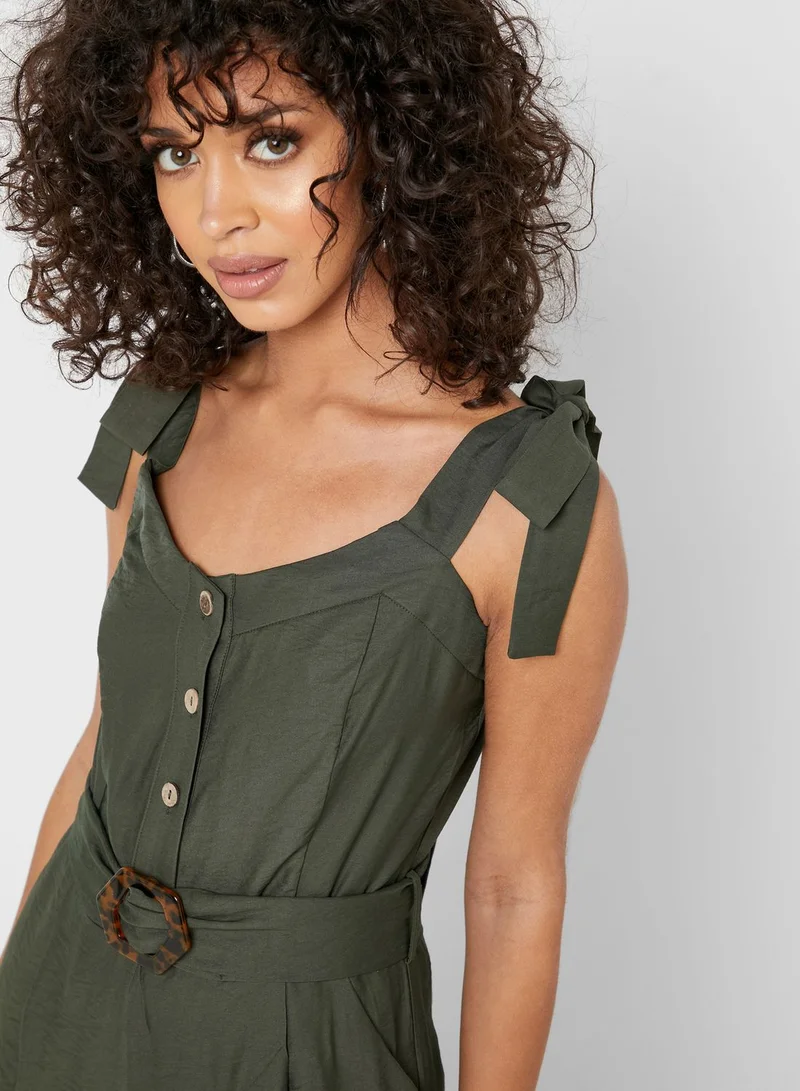 Ginger Sleeve Detail Button Front Jumpsuit
