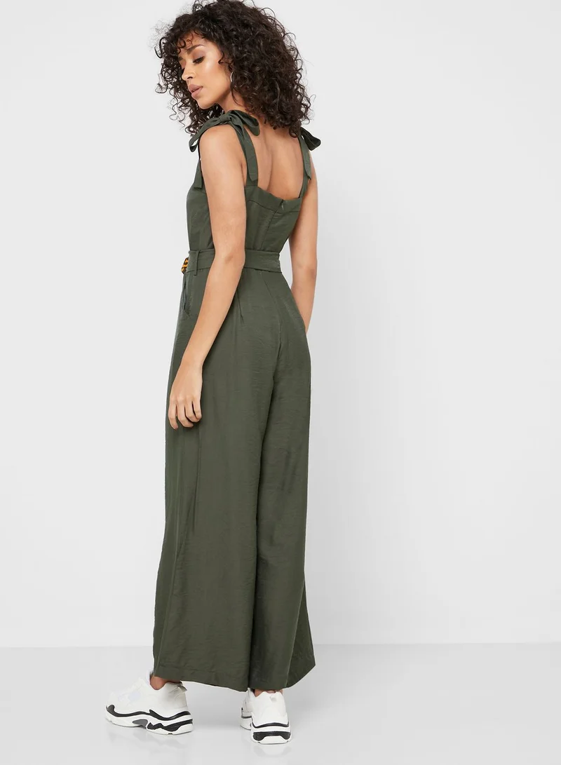 Ginger Sleeve Detail Button Front Jumpsuit