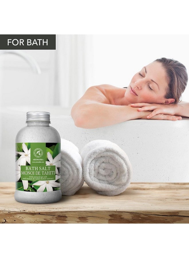 Aromatika ملح البحر للاستحمام مونوى دي تاهيتي 21.16 أونصة (600 جرام) ملح استحمام مع زيت جوز الهند ومستخلص زهور الجاردينيا لنقع الاستحمام استحمام مريح نوم جيد أروماثيرابي ملح البحر للاستحمام - Image 4