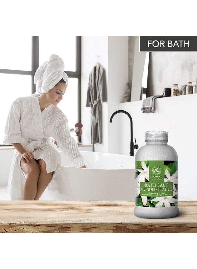 Aromatika ملح البحر للاستحمام مونوى دي تاهيتي 21.16 أونصة (600 جرام) ملح استحمام مع زيت جوز الهند ومستخلص زهور الجاردينيا لنقع الاستحمام استحمام مريح نوم جيد أروماثيرابي ملح البحر للاستحمام - Image 5