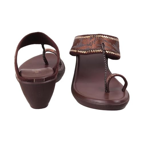 Mochi Women Brown Ethnic Wedge Sandal UK/5 EU/38 (32-483) - Image 5