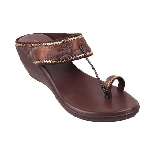 Mochi Women Brown Ethnic Wedge Sandal UK/5 EU/38 (32-483) - Image 2
