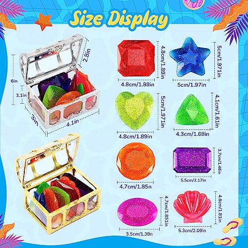 MARFOREVER 18 Pcs Big Diving Gem Pool Toys 16 Colorful Sinking Diving Gems Underwater Crystals Swim Pool Toys with 2 Treasure Chest Pirate Boxes Acrylic Gemstones Set for Summer Party Favors - Image 5