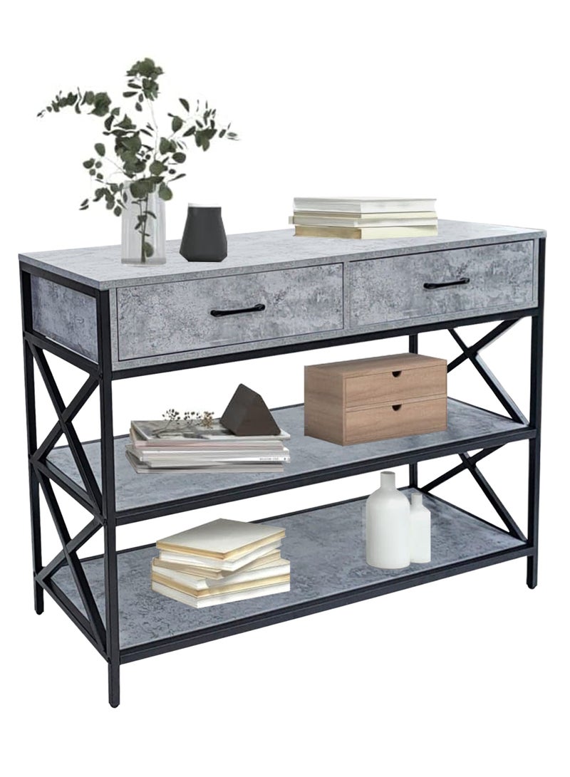 Living Console Table with Drawers And Storage Shelves, Narrow Long Sofa Entryway Table for Living Room, 120*40*85 cm - Image 1