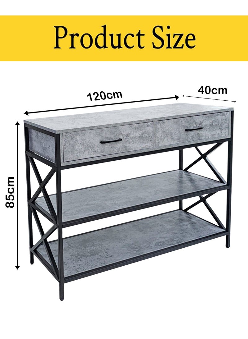 Living Console Table with Drawers And Storage Shelves, Narrow Long Sofa Entryway Table for Living Room, 120*40*85 cm - Image 3
