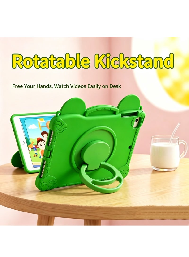 Aookay Kids Cute Frog Case Toy Story 5 Lilypad Inspired Compatible with iPad (A16) 11th/10th Generation (2025/2022), Shockproof Silicone Full Cover Protective Cover with 360° Rotatable Stand and Adjustable Shoulder Strap, for Children Learning Tablet (Green) - Image 3