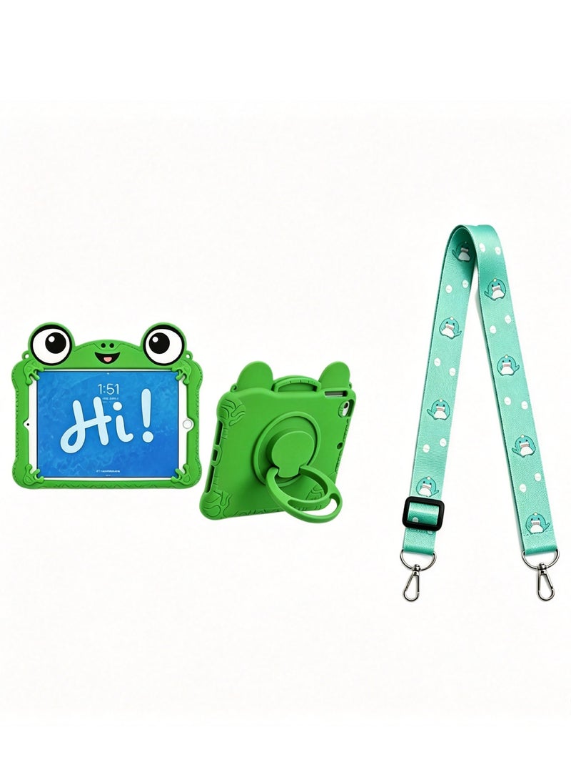 Aookay Kids Cute Frog Case Toy Story 5 Lilypad Inspired Compatible with iPad (A16) 11th/10th Generation (2025/2022), Shockproof Silicone Full Cover Protective Cover with 360° Rotatable Stand and Adjustable Shoulder Strap, for Children Learning Tablet (Green) - Image 5