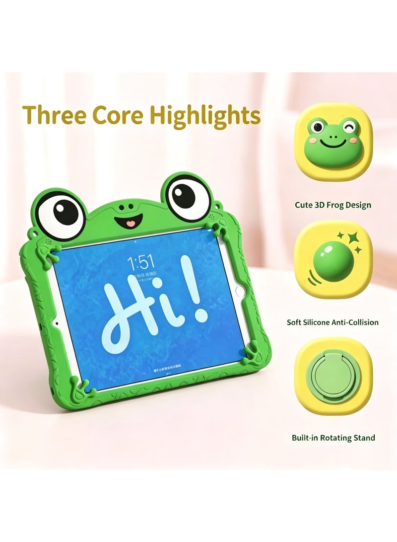 Aookay Kids Cute Frog Case Toy Story 5 Lilypad Inspired Compatible with iPad (A16) 11th/10th Generation (2025/2022), Shockproof Silicone Full Cover Protective Cover with 360° Rotatable Stand and Adjustable Shoulder Strap, for Children Learning Tablet (Green) - Image 2