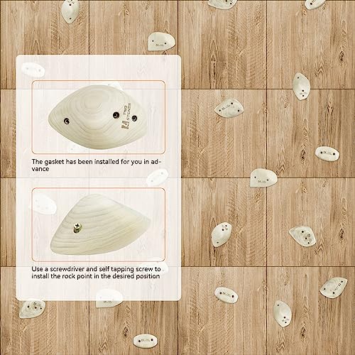 TWO STONES Wooden Rock Climbing Holds for Adults | Wood Rock Wall Climbing Holds for Gyms | Variety Screw On Climbing Hand Holds Set with Mounting Hardware - Image 5