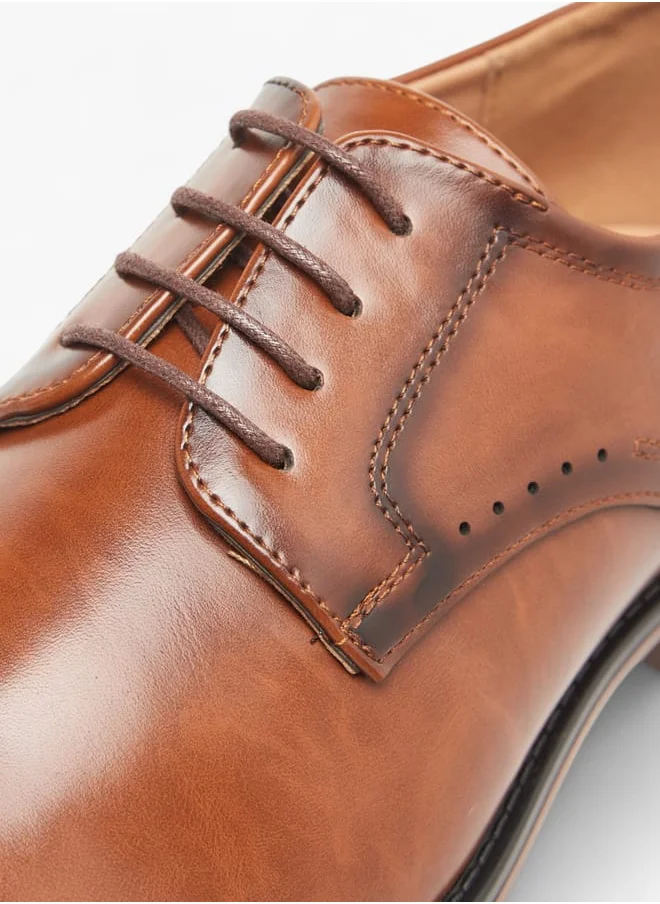 ال بي ال من شو اكسبرس Mens Solid Derby Shoes With Lace-Up Closure