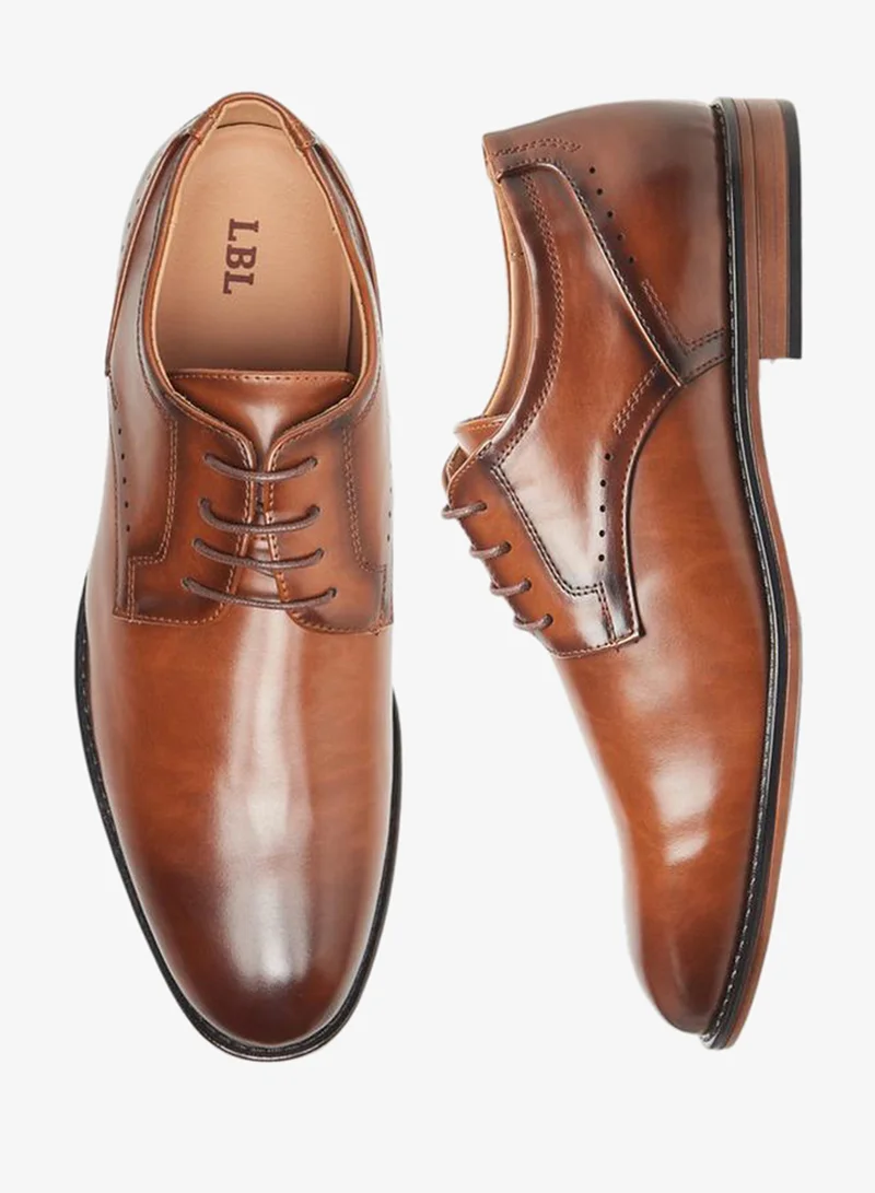 LBL by Shoexpress Solid Derby Shoes With Lace-Up Closure