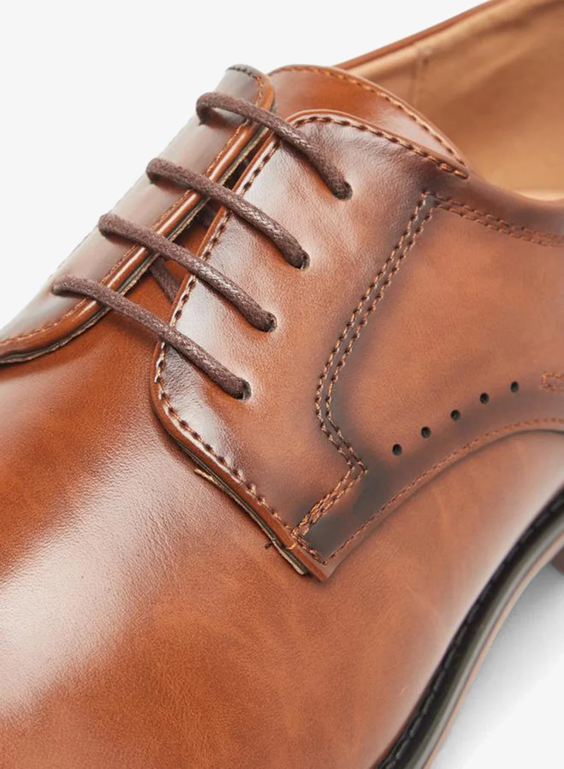 LBL by Shoexpress BROWN Solid Derby Shoes With Lace-Up Closure for Men | Best Price UAE