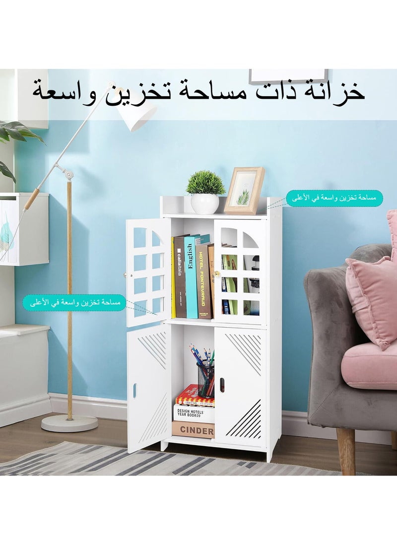 NOAEOU Waterproof Bathroom Storage Cabinet, Corner Free Standing Small Floor Cabinet, Storage Organizer with 2 Door and Shelves, for Small Space, Storage Unit for Living Room, Dining Room  - Image 5