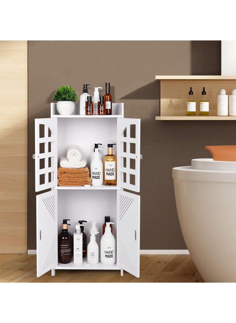 NOAEOU Waterproof Bathroom Storage Cabinet, Corner Free Standing Small Floor Cabinet, Storage Organizer with 2 Door and Shelves, for Small Space, Storage Unit for Living Room, Dining Room  - Image 4