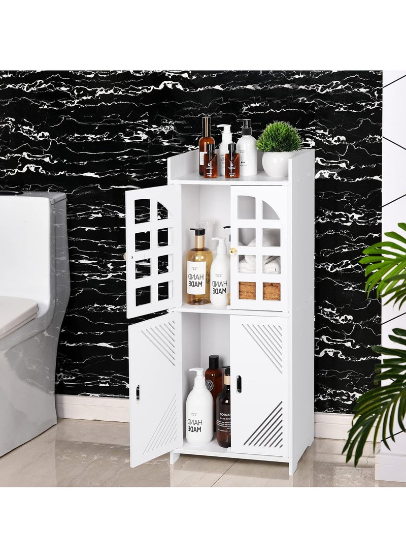 NOAEOU Waterproof Bathroom Storage Cabinet, Corner Free Standing Small Floor Cabinet, Storage Organizer with 2 Door and Shelves, for Small Space, Storage Unit for Living Room, Dining Room  - Image 1