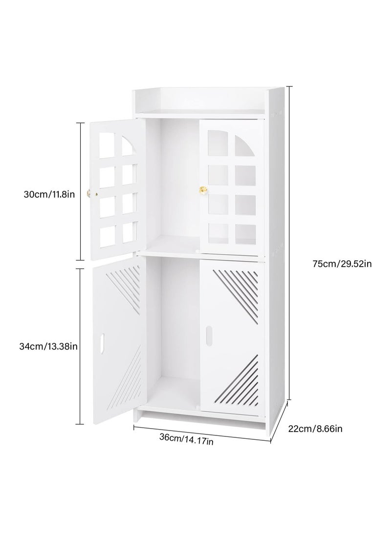 NOAEOU Waterproof Bathroom Storage Cabinet, Corner Free Standing Small Floor Cabinet, Storage Organizer with 2 Door and Shelves, for Small Space, Storage Unit for Living Room, Dining Room  - Image 2