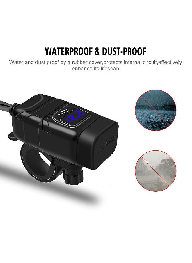 Generic - Motorcycle USB Charger Type-c Charger Super Fast Charger QC3.0 with Voltmeter ON/Off Switch for Phone Tablet 7/8inch Handlebar - Image 1