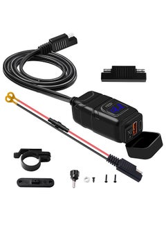Motorcycle USB Charger Type-c Charger Super Fast Charger QC3.0 with Voltmeter ON/Off Switch for Phone Tablet 7/8inch Handlebar