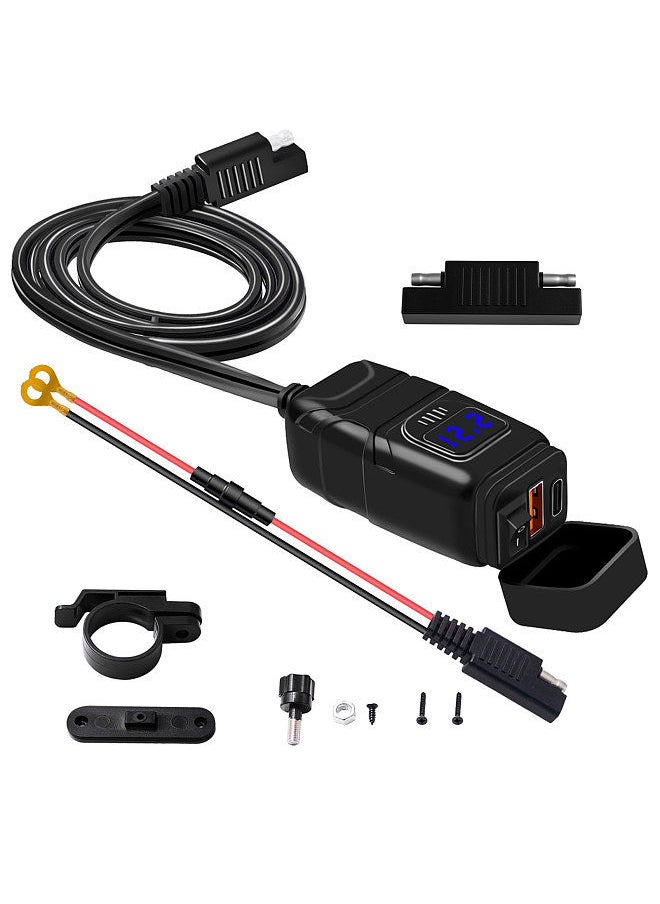 Generic - Motorcycle USB Charger Type-c Charger Super Fast Charger QC3.0 with Voltmeter ON/Off Switch for Phone Tablet 7/8inch Handlebar - Image 1