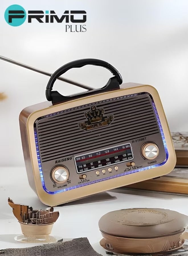 PRIMO PLUS Radio with Bluetooth,Portable Transistor Radio AM FM SW with Best Sound,Excellent Reception,Support TF Card USB MP3 Player,USB. - Image 1
