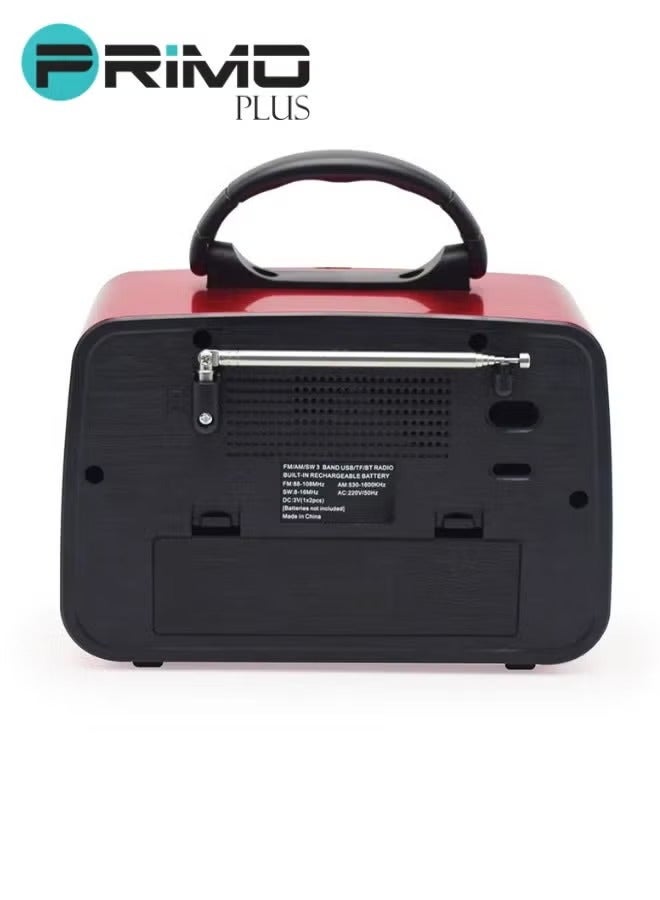 PRIMO PLUS Radio with Bluetooth,Portable Transistor Radio AM FM SW with Best Sound,Excellent Reception,Support TF Card USB MP3 Player,USB. - Image 4