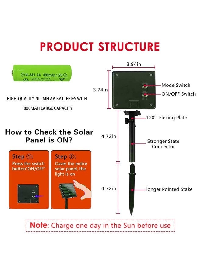 سولاكان 100 LED بطول 12 م – متعدد الألوان، للاستخدام الخارجي في الشرفة والحديقة والفناء، أوضاع متعددة، تشغيل تلقائي، مقاومة للماء - Image 5