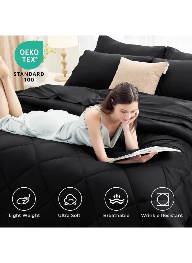Generic HEVUMYI Black Queen Comforter Set - 7-Piece All Season Bed in a Bag Queen, Ultra Soft Bedding Set  - Image 3