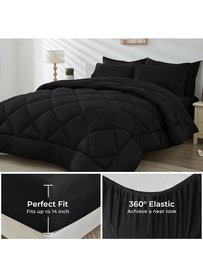 Generic HEVUMYI Black Queen Comforter Set - 7-Piece All Season Bed in a Bag Queen, Ultra Soft Bedding Set  - Image 4