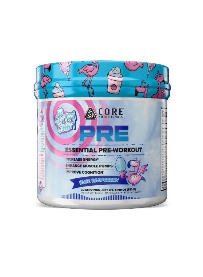 PRE Essential Pre Workout Powder, Beta Alanine & Caffeine Energy Formula for Strength, Endurance & Focus – Fun Sweets Blue Raspberry