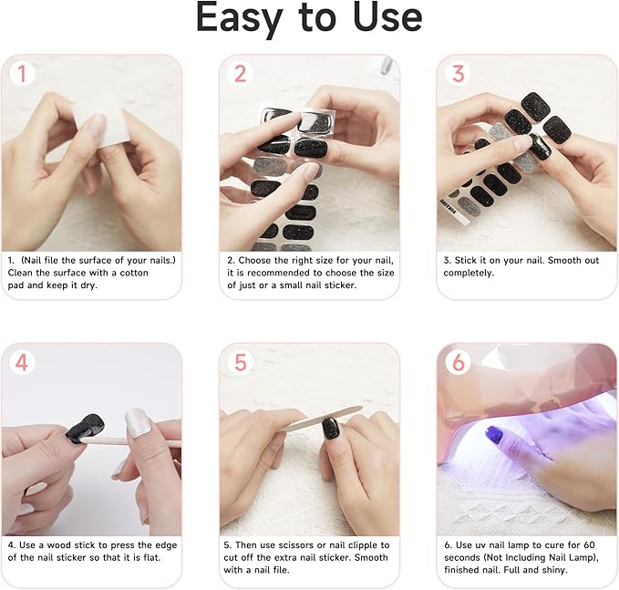 DUKASOU شرائط أظافر جل شبه معالجة 28 قطعة تعمل مع أي مصباح UV جودة صالون سهلة التطبيق وردي لامع