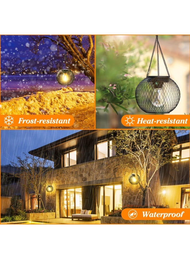 Soofam Solar Lantern Outdoor, Upgraded Hanging Solar Lights Outdoor Garden Metal Hanging Lanterns Decorative Lighting Solar Powered Waterproof Tree Lantern for Garden Yard Patio Pathway, 2 Pack - Image 4