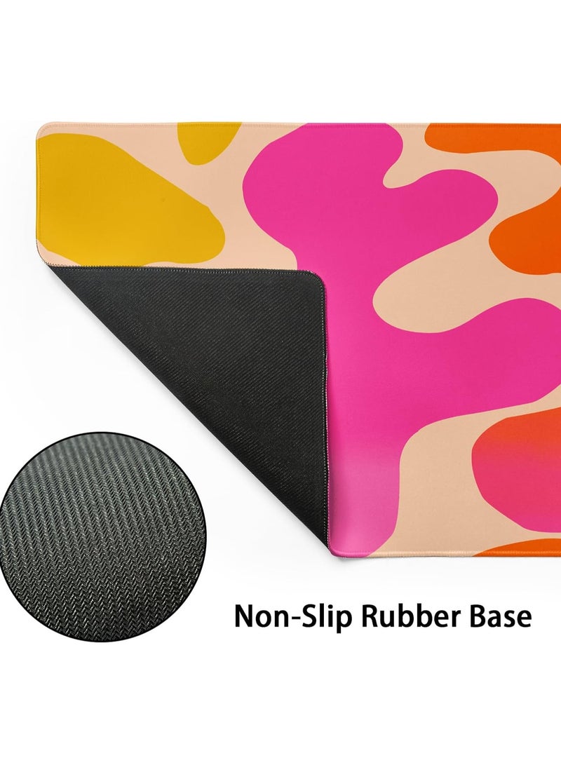 عام الوردي الجدول حصيرة الحديثة مجردة ماوس كبير حصيرة XXL جميل الوردي الجدول حصيرة لوحة المفاتيح حصيرة ، اكسسوارات مكتب للسيدات مكتب الديكور ، 90cmx40cm المضادة للانزلاق المطاط قاعدة ، مع حافة مخيط - Image 4