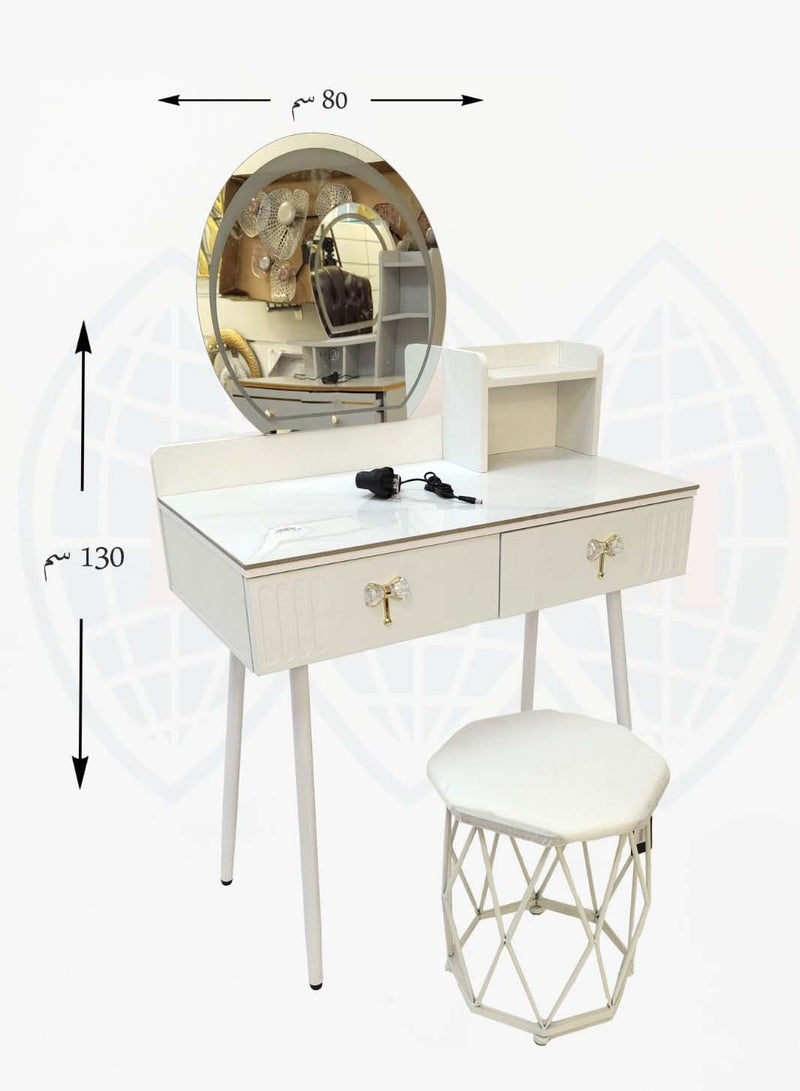 Generic Modern Dressing Table With Lighting Mirror And Chair 80*130 CM 
