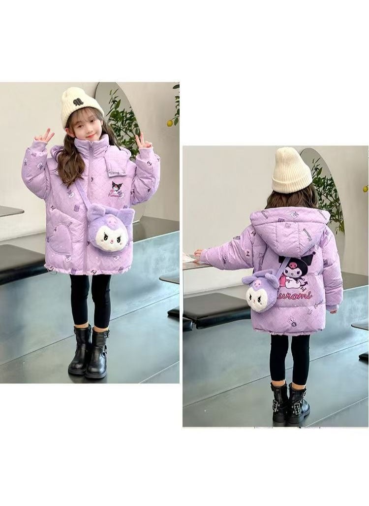 Generic - 2024 Winter New Down Jacket Children's Medium length Hooded Stand up Collar Thickened Windproof Duck Down Bread Coat - Image 1